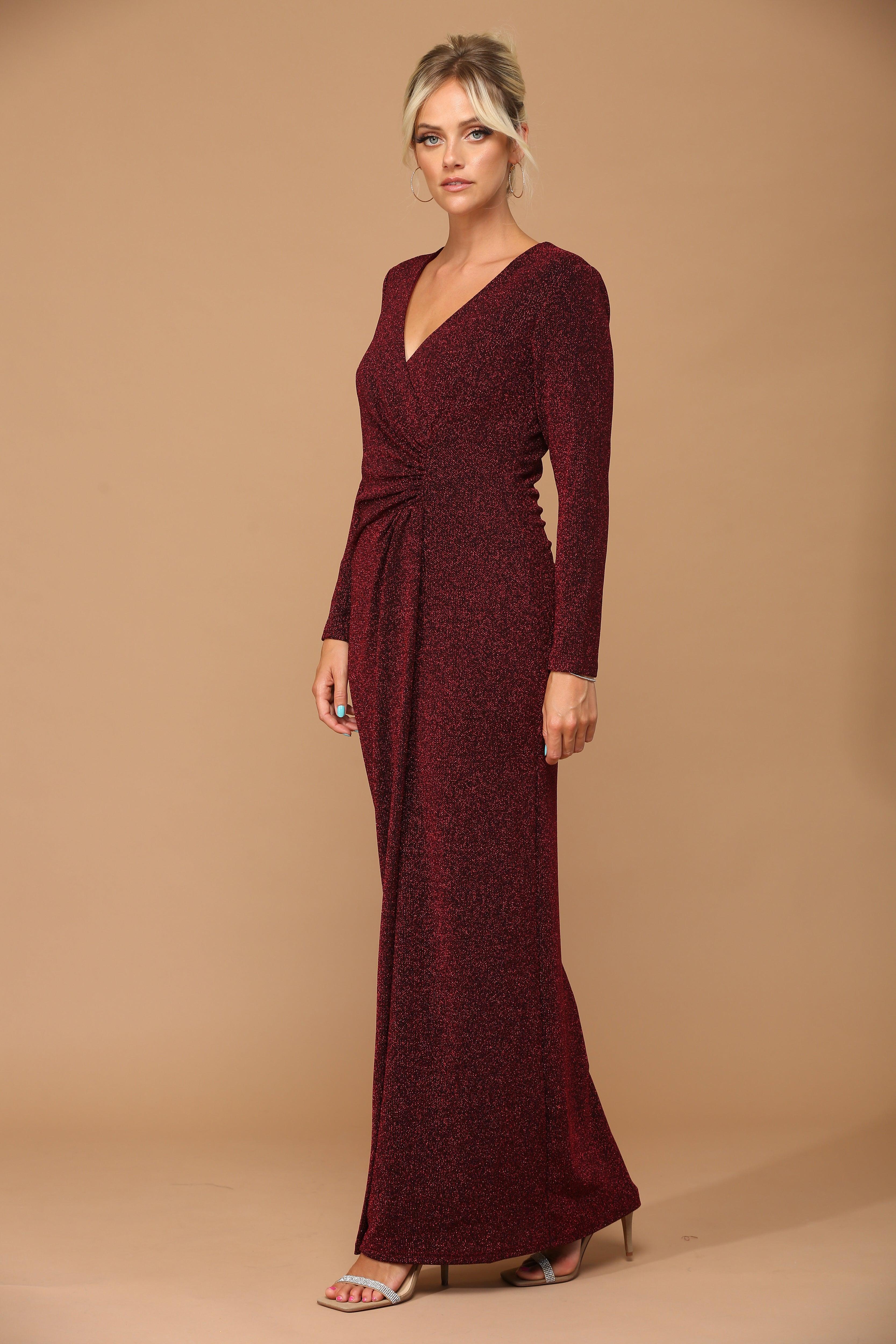 Long Mother of the Bride Formal Metallic Dress