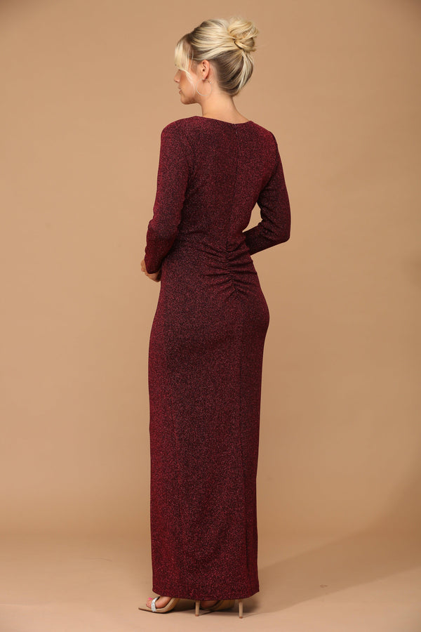 Long Mother of the Bride Formal Metallic Dress