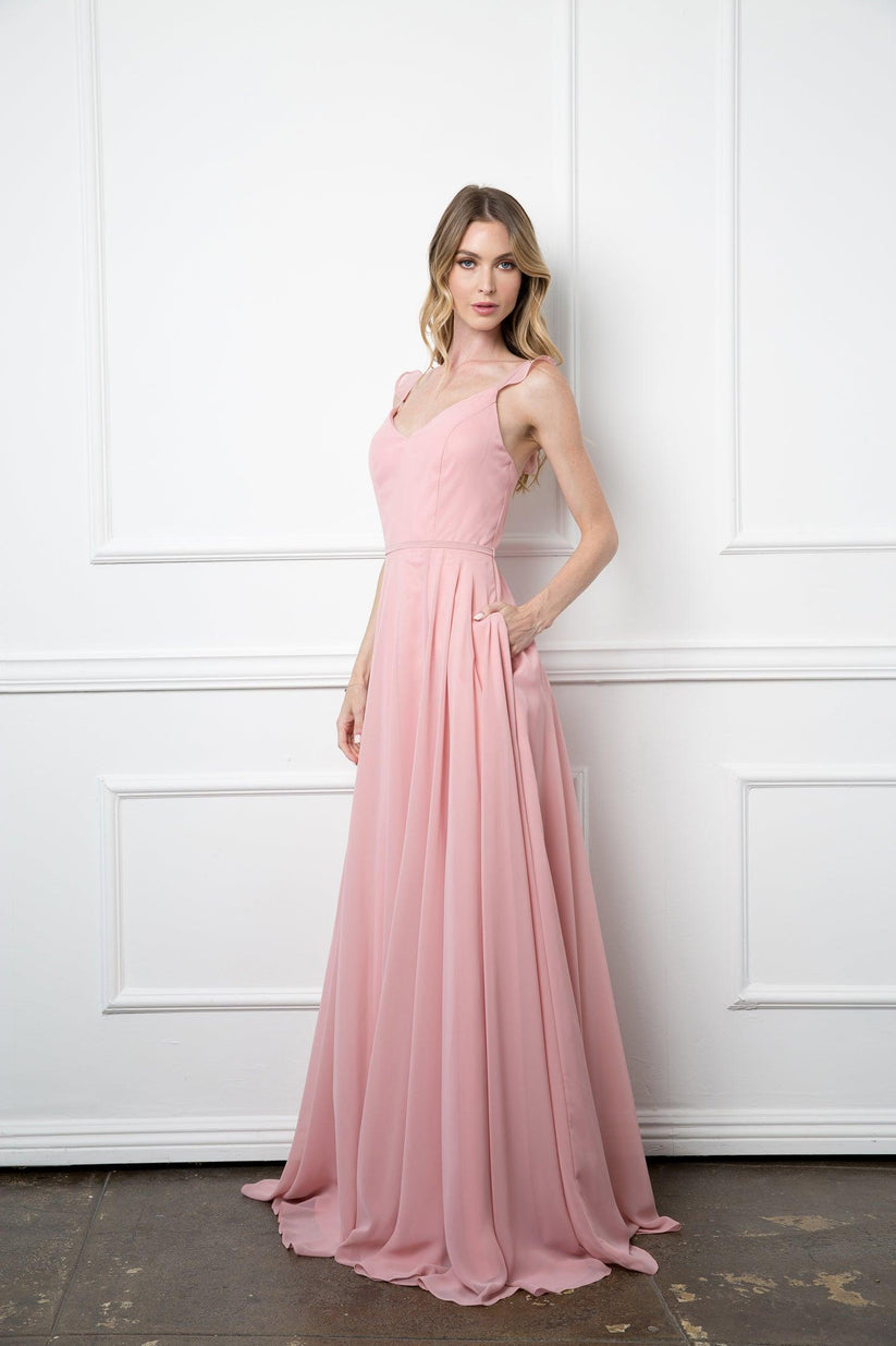 Long Chiffon Cross-Front Dress of Bridesmaids Sage Plus Size