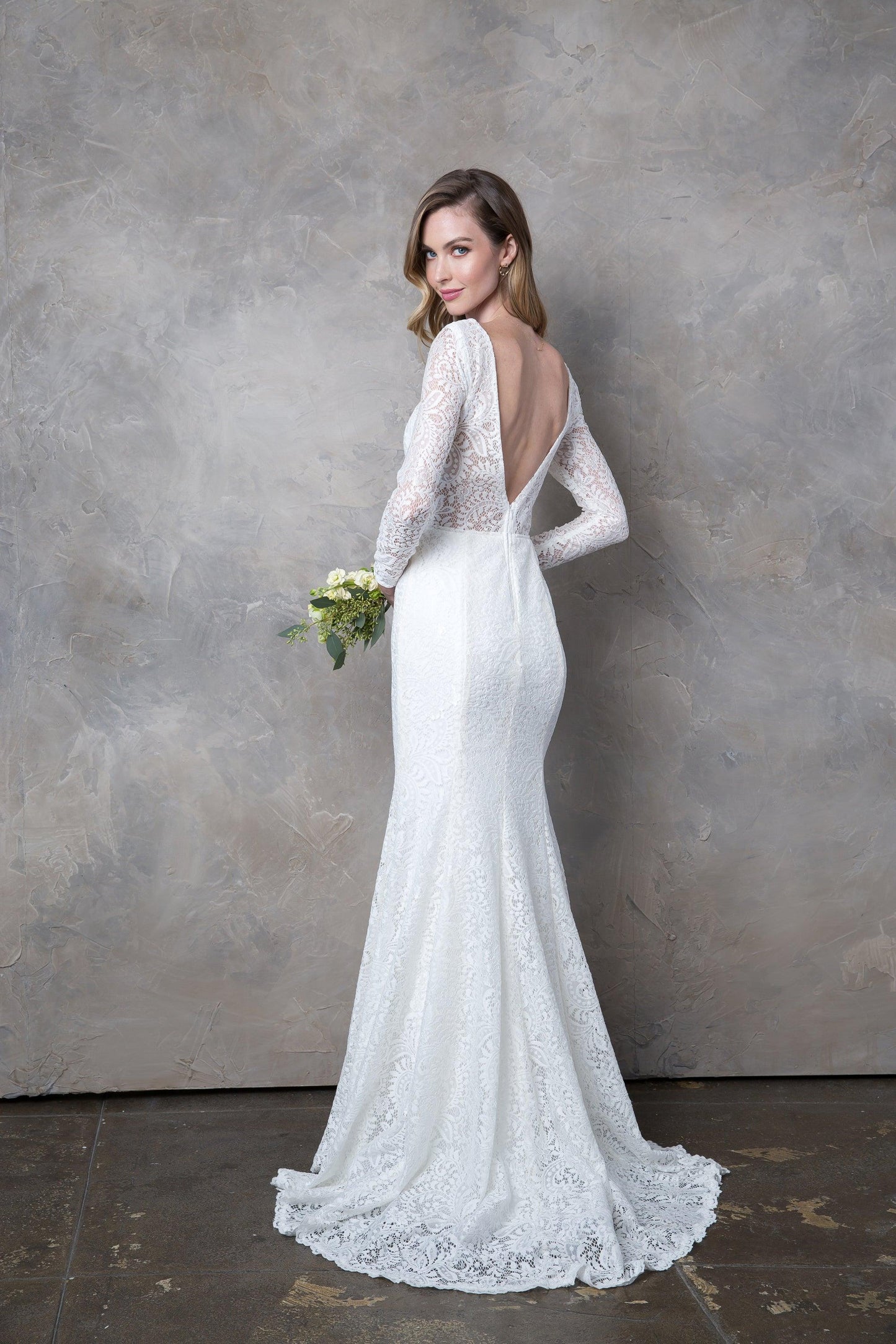 Simple Long Sleeve Lace Wedding Dress