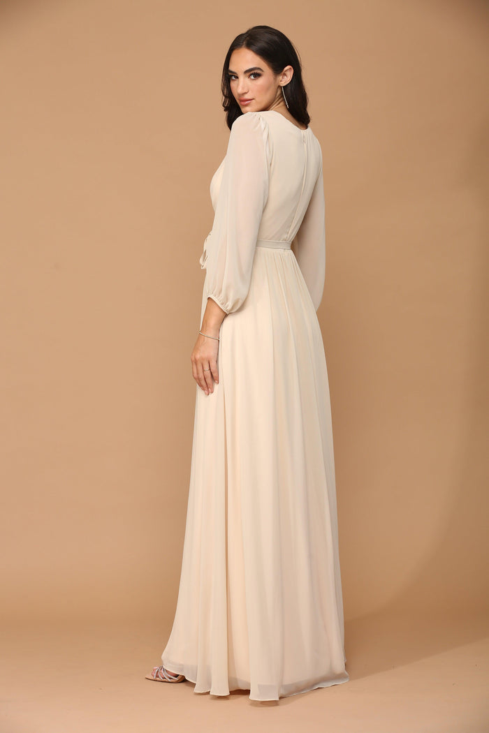 Long Sleeve Mother of the Bride Chiffon Dress