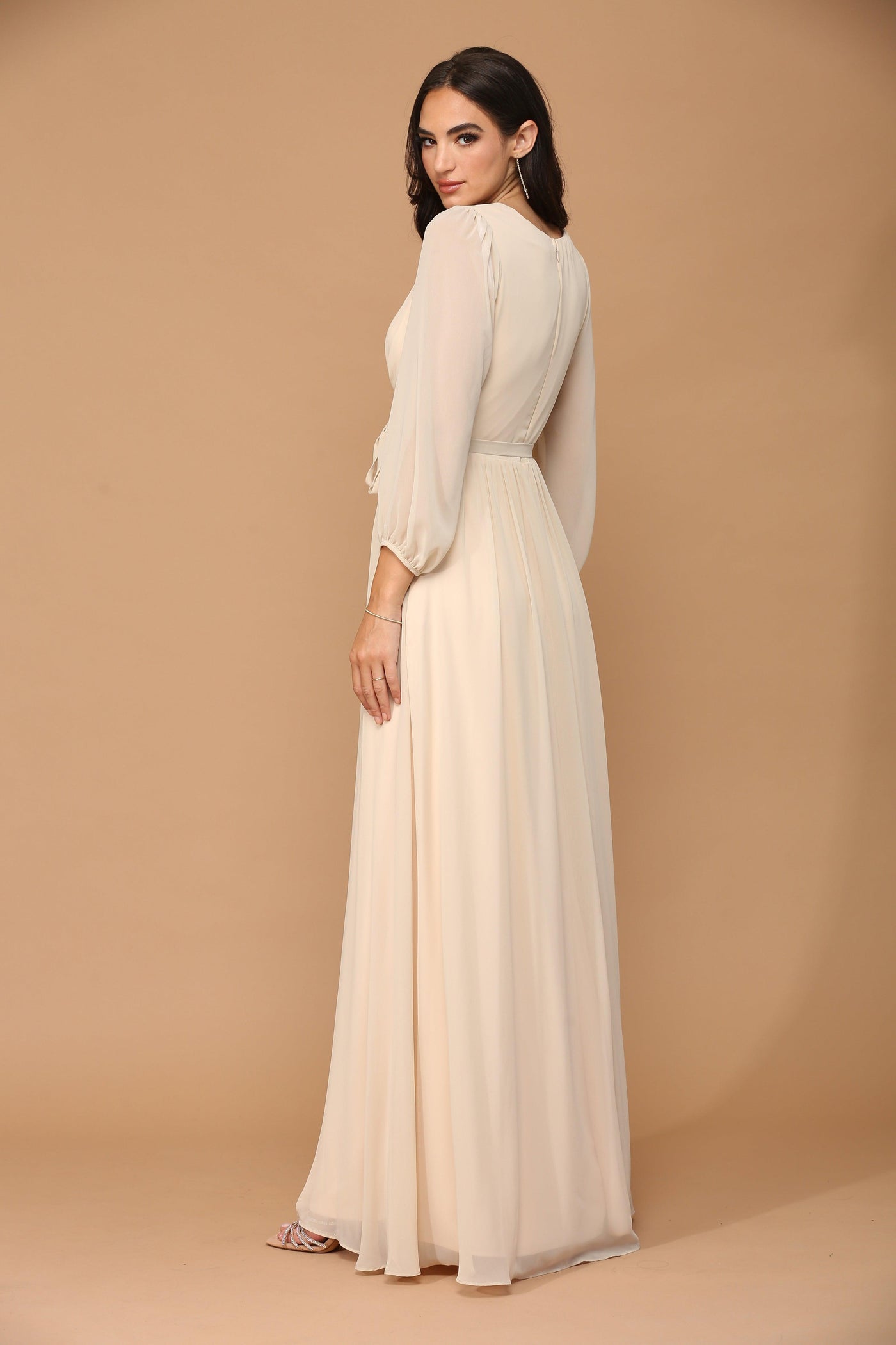 Long Sleeve Mother of the Bride Chiffon Dress