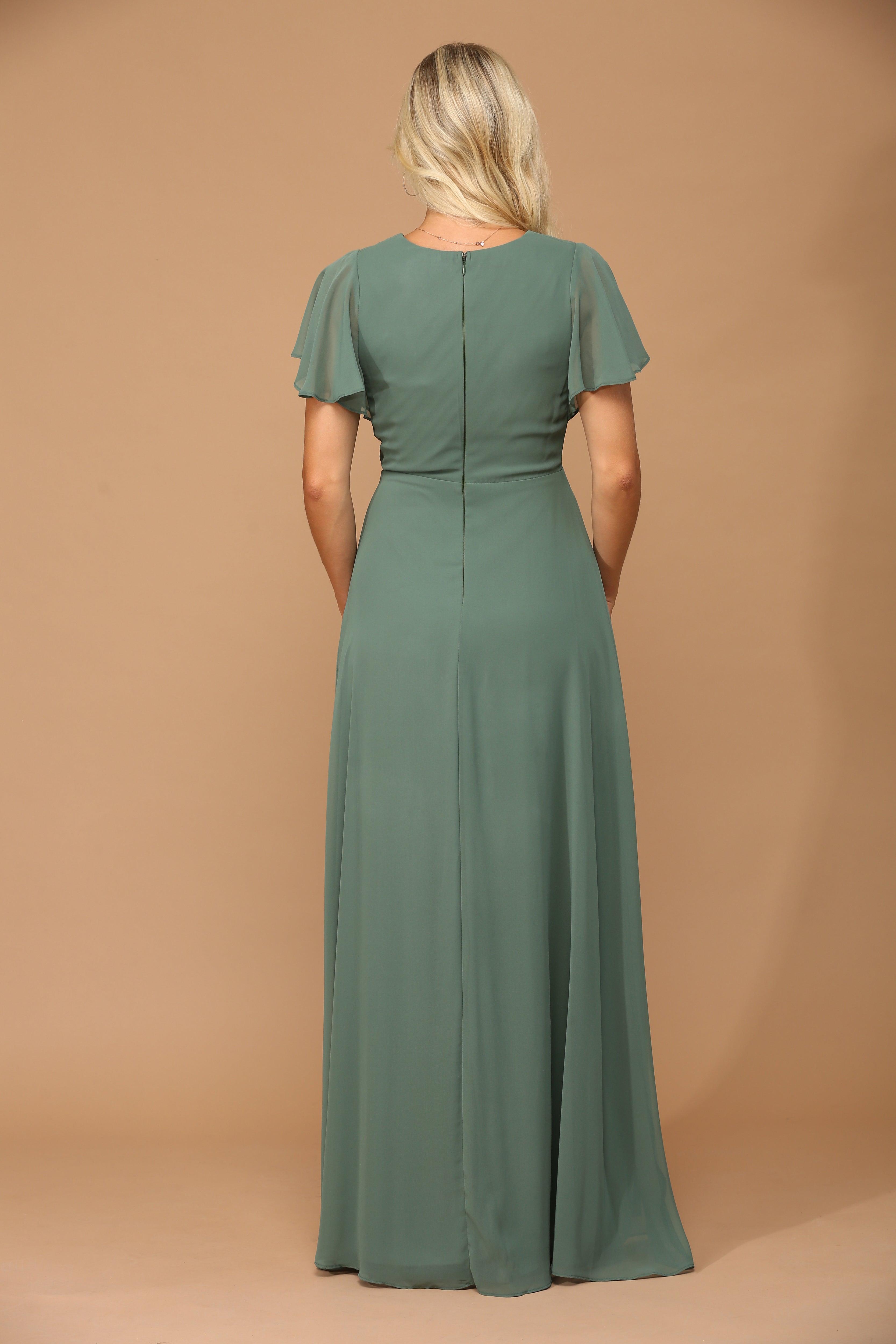 Long Short Sleeve Mother of the Bride Chiffon Dress