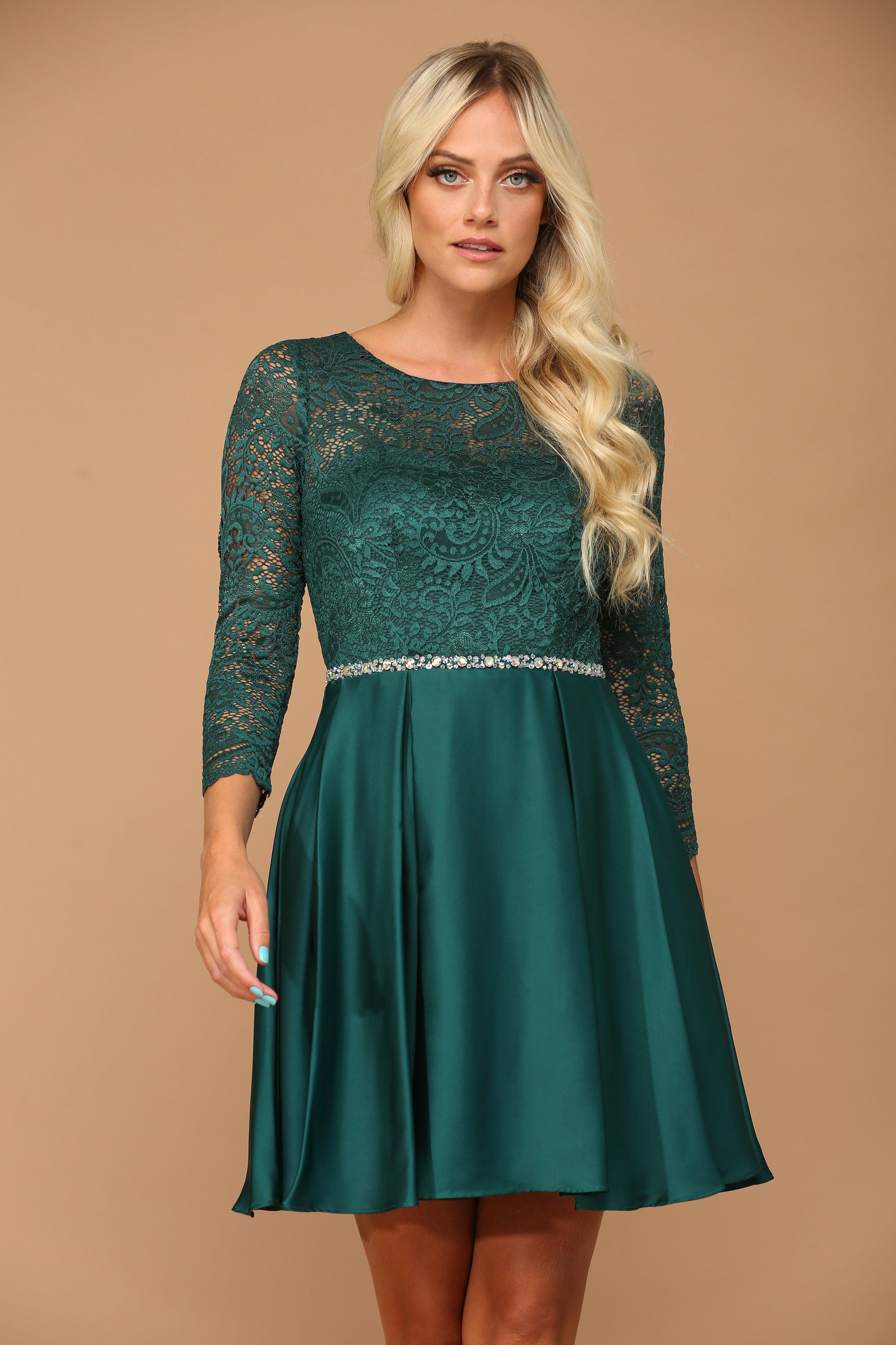 White Long Sleeve Beaded Cocktail Dress