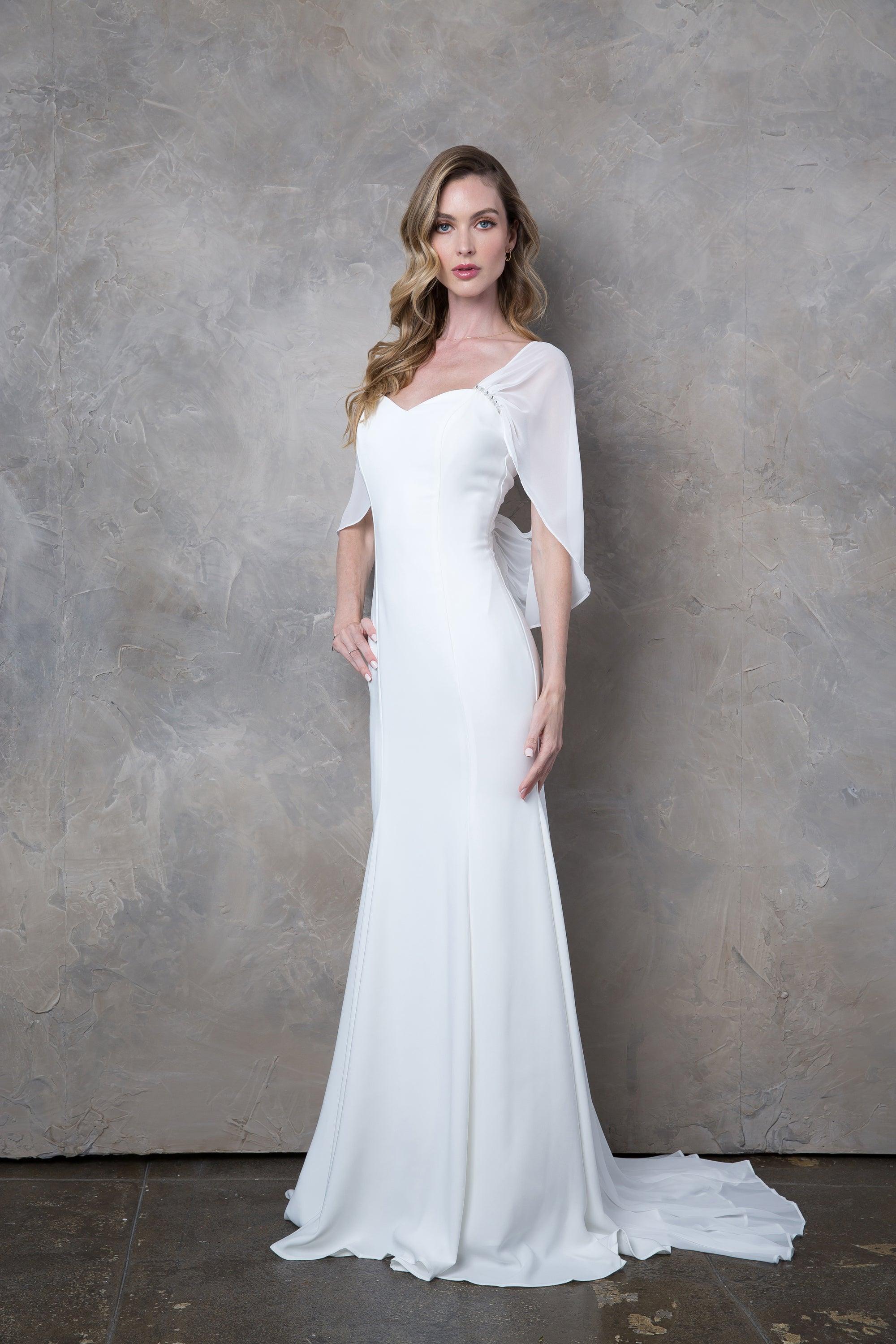 Bridal Long Chiffon Wedding Dress
