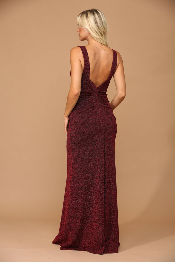 Long Sleeveless Metallic Mother of the Bride Dress