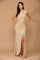 Long Sleeveless Metallic Mother of the Bride Dress