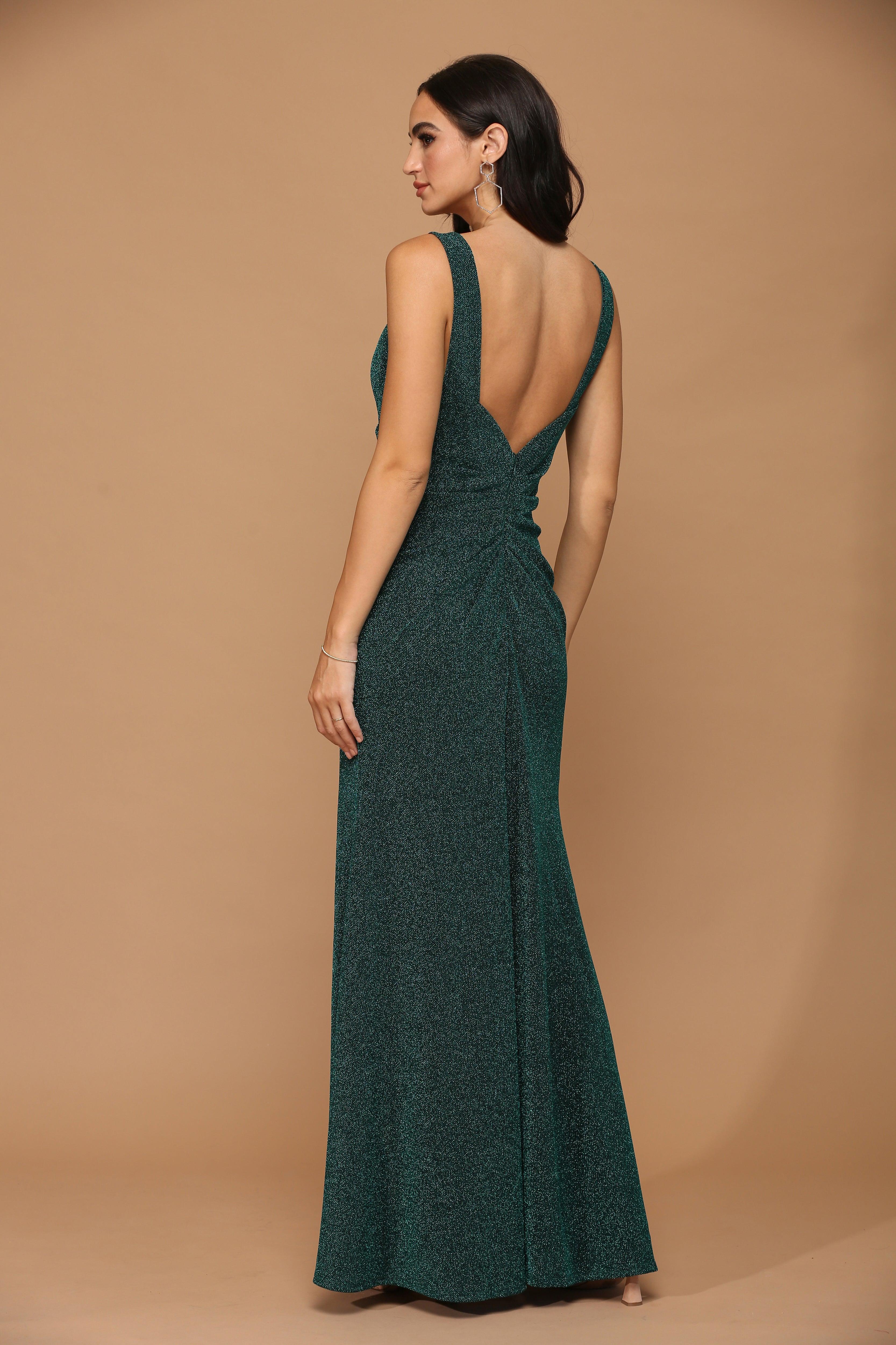 Long Sleeveless Metallic Mother of the Bride Dress