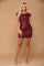 Prom Short Cap Sleeve Cocktail Party Dress Burgundy