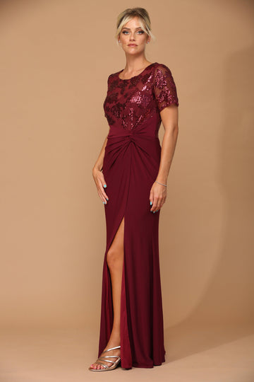burgundy mother's dress