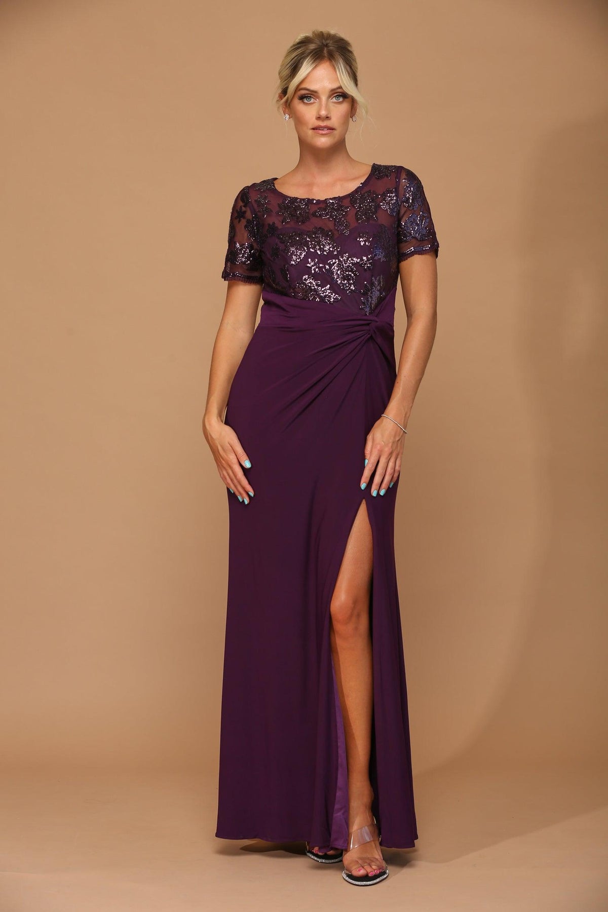 slim fit dress slacks Cinder Bruna Drop Waist Midi Dress Fuchsia / XL by Sugarlips main image 1