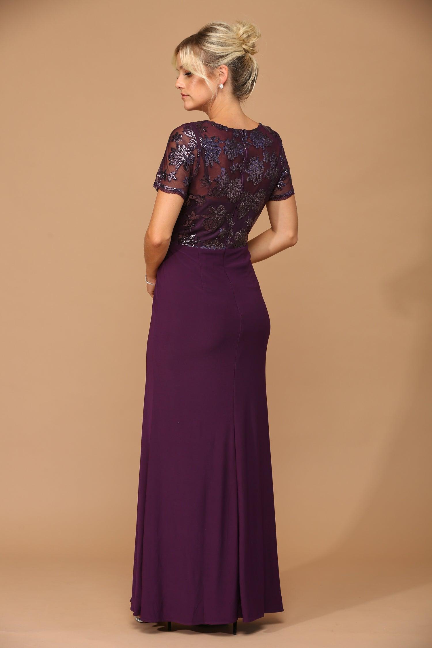 Plum Long Formal Mother of the Bride Evening Dress