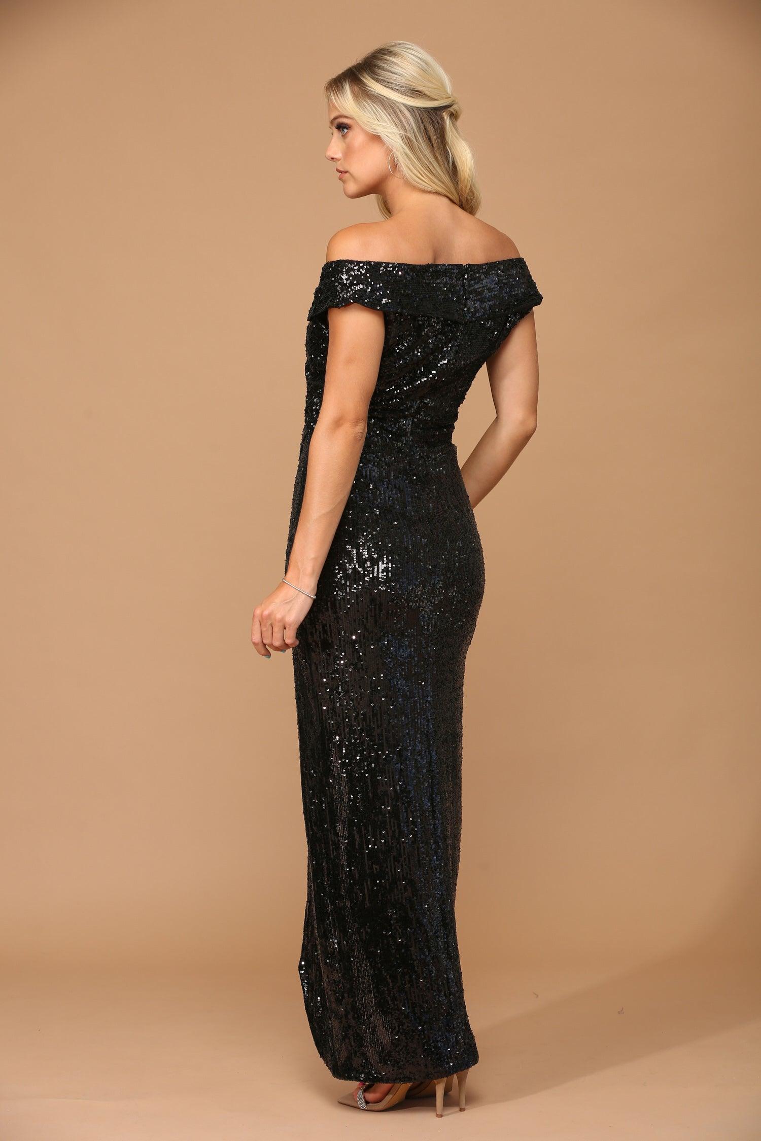 Black Long Off Shoulder Formal Evening Gown
