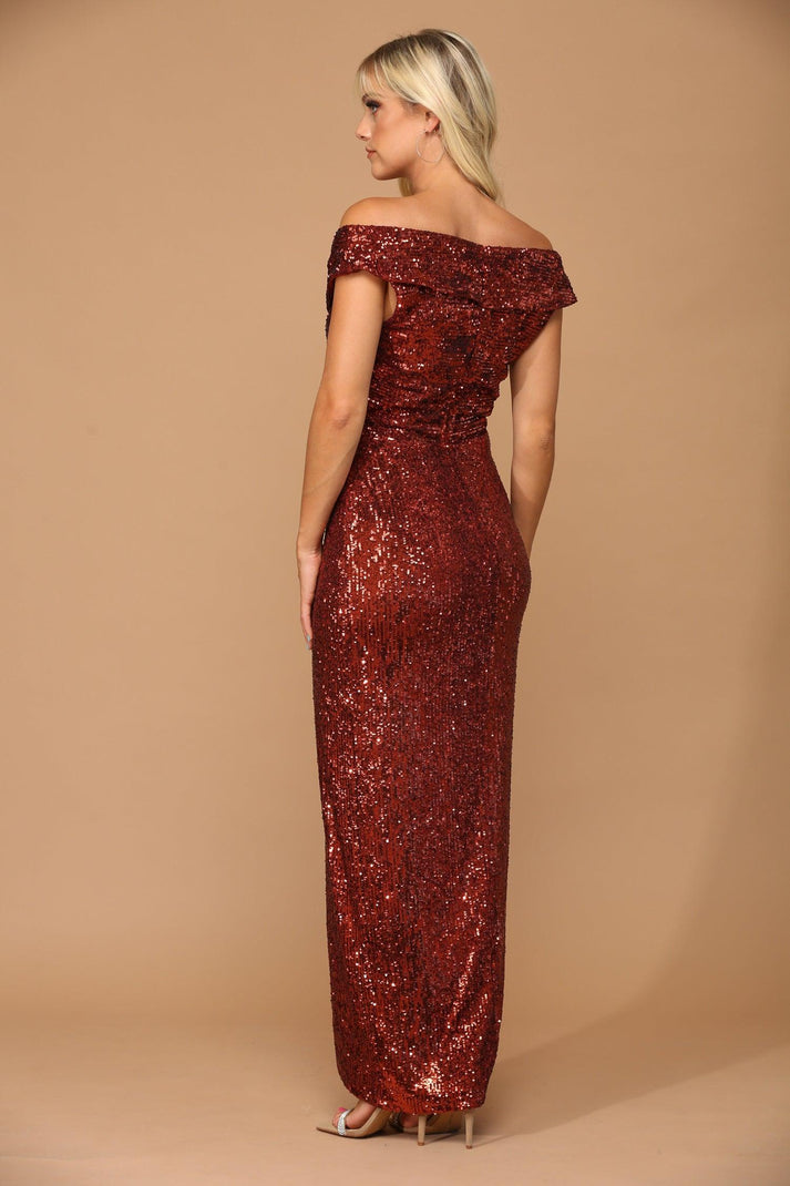 Elegant Burgundy off Shoulder Sheath Long Formal Party Dress Evening Gown, DP5187 main image 0