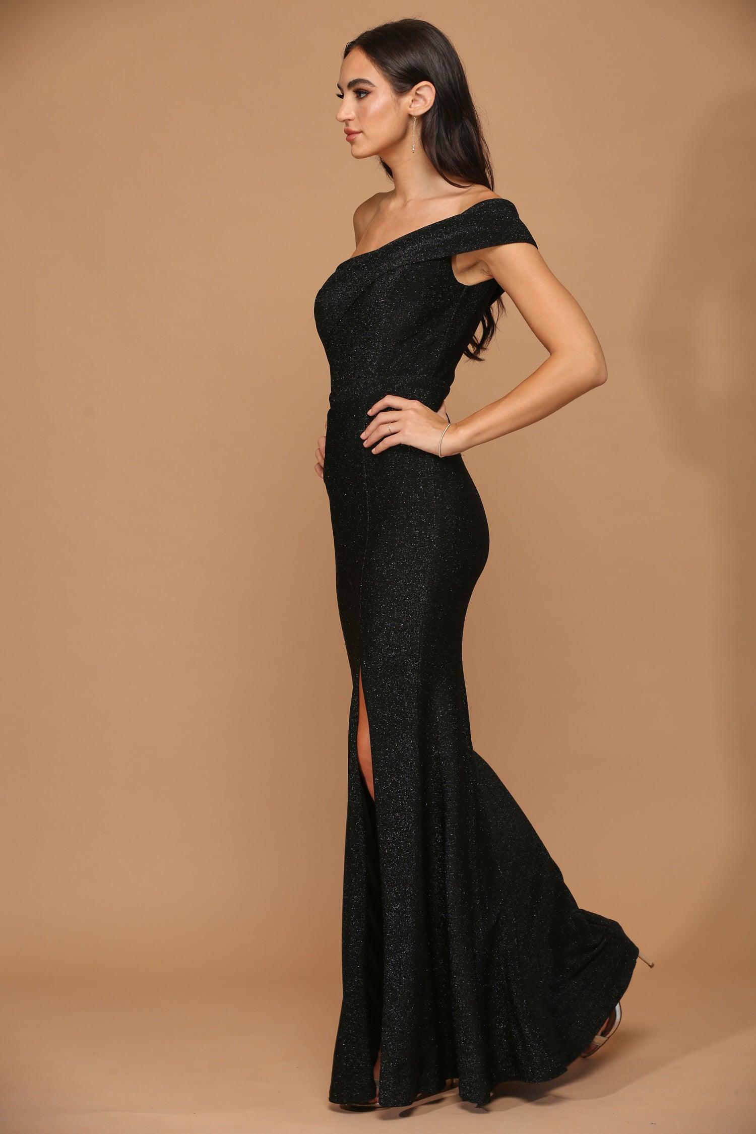 metallic dress one shoulder Long One Shoulder Formal Metallic Prom Dress