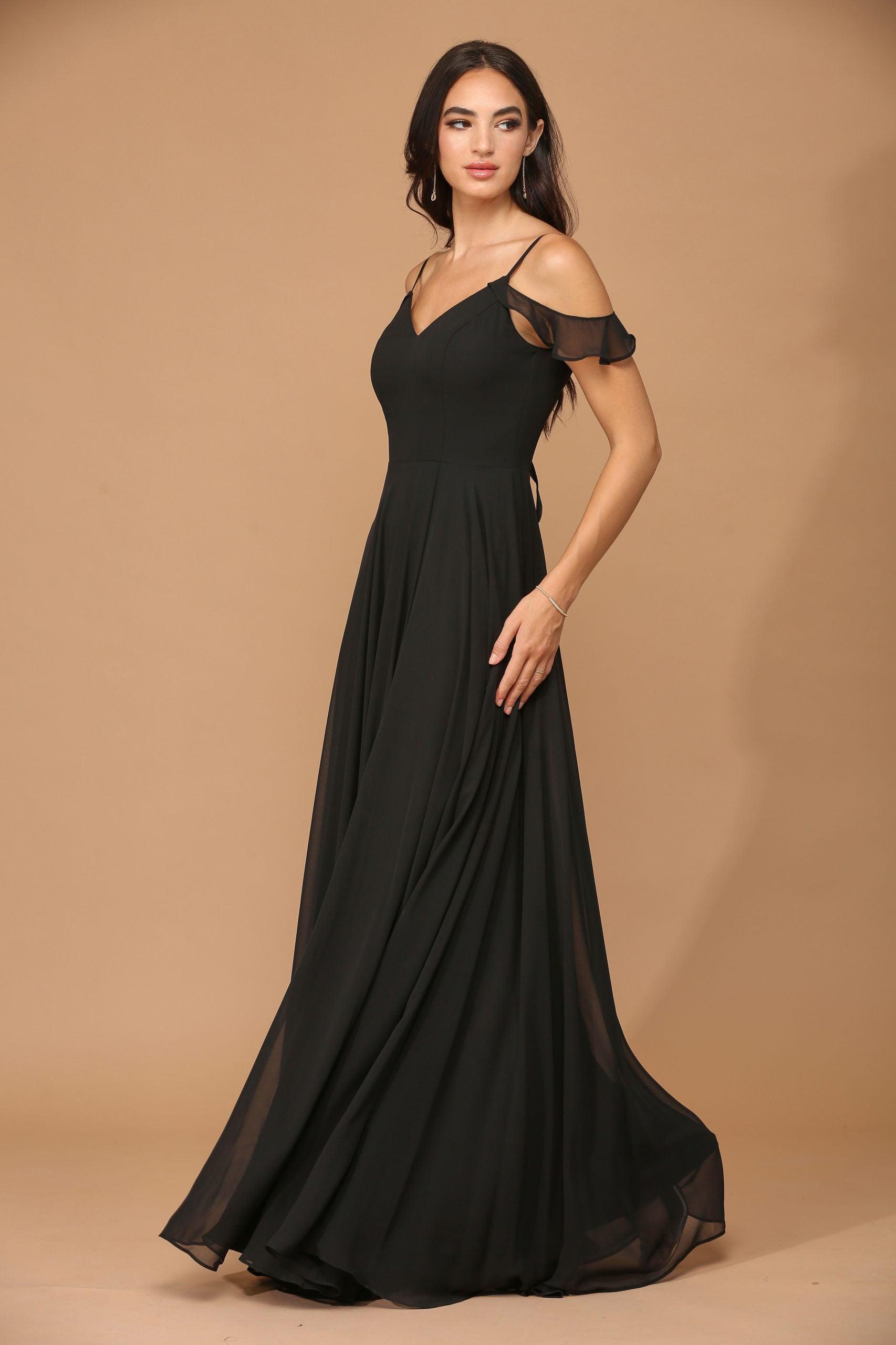 Long Off Shoulder Formal Chiffon Bridesmaids Dress - Slate Blue / XL Long Off Shoulder Formal Chiffon Bridesmaids Dress - Slate Blue / XL