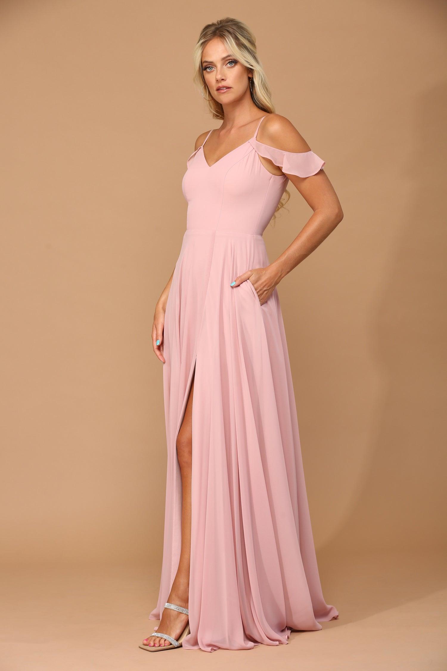 Long Off Shoulder Formal Chiffon Bridesmaids Dress Sale