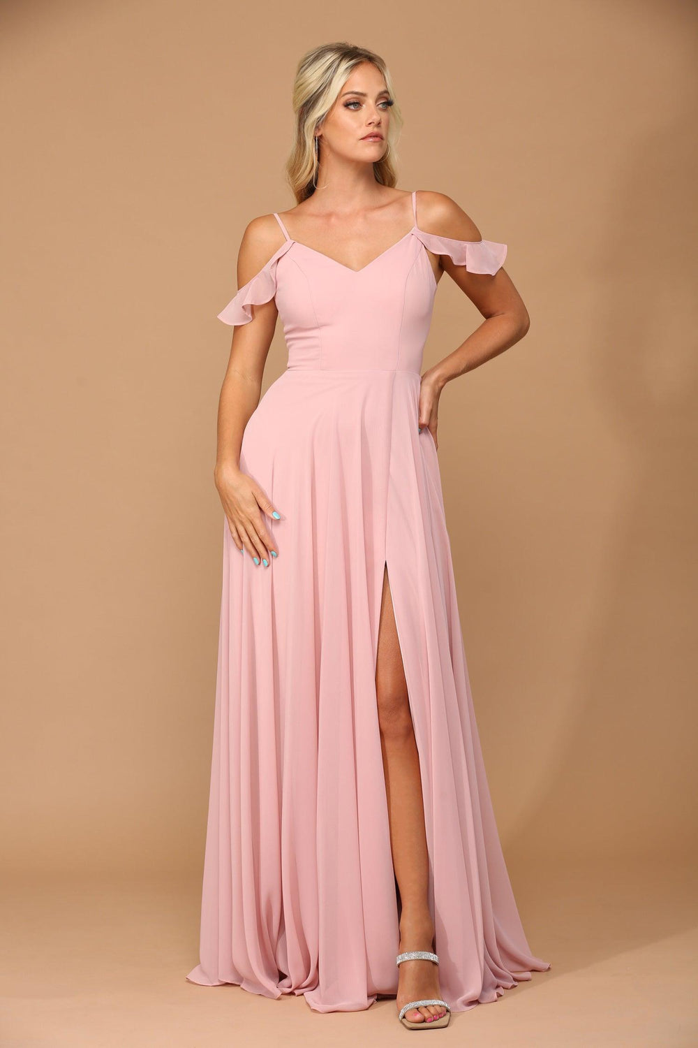 Long Off Shoulder Formal Chiffon Bridesmaids Dress Sale