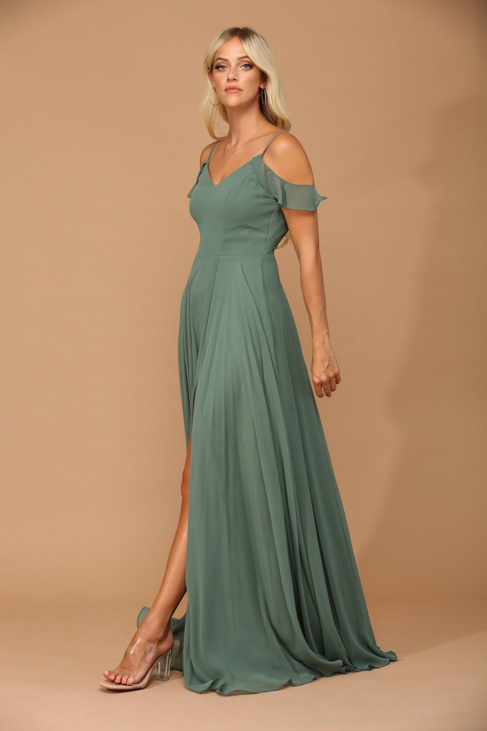 Long Off Shoulder Formal Chiffon Bridesmaids Dress Sale