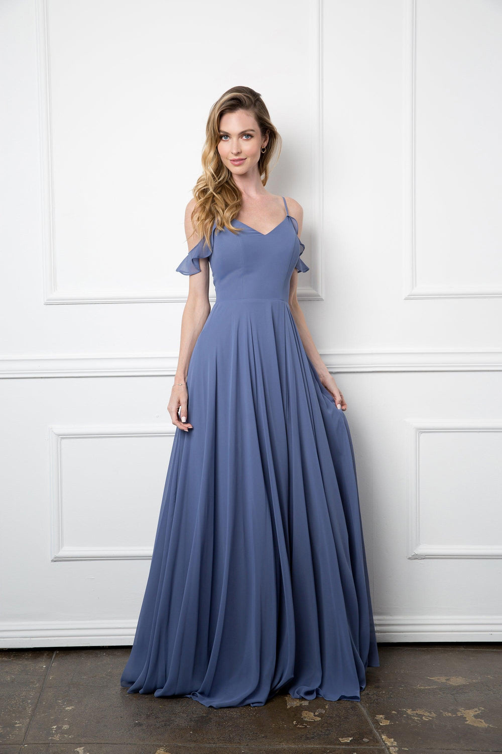 Long Off Shoulder Formal Chiffon Bridesmaids Dress Sale