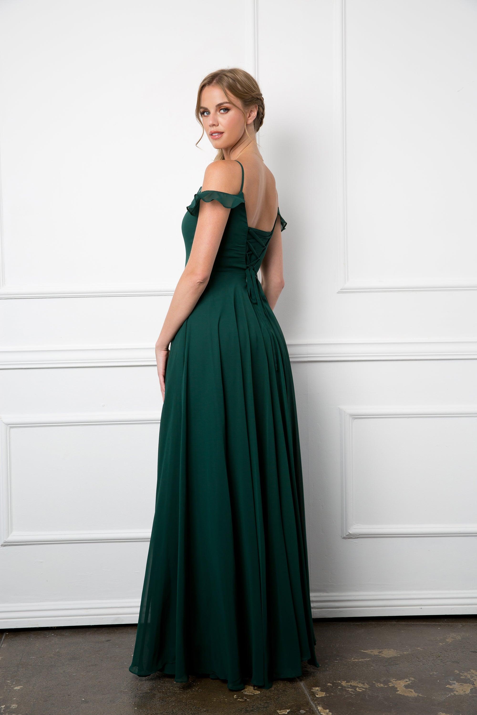 Long Off Shoulder Formal Chiffon Bridesmaids Dress Sale
