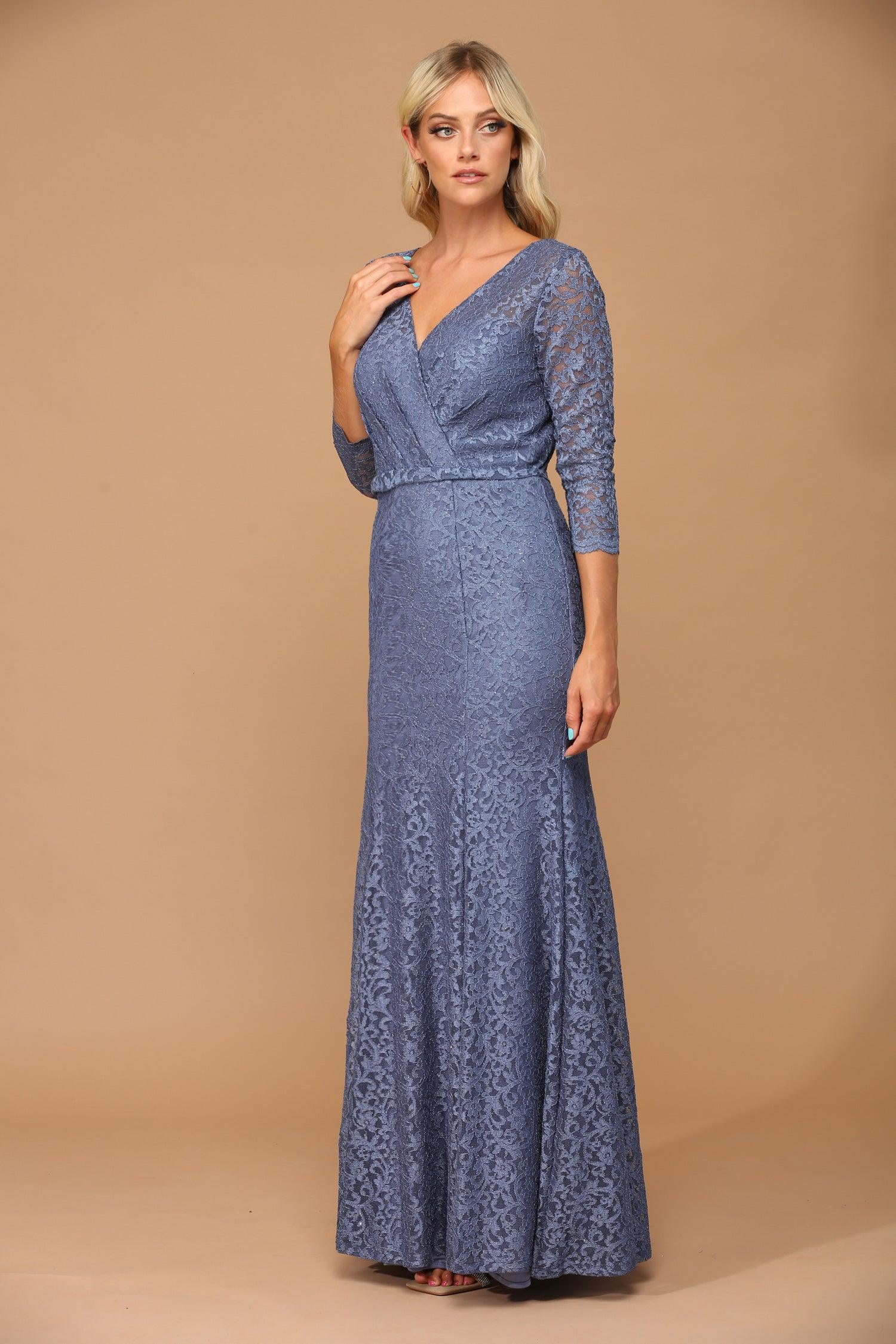 Long 3/4 Sleeve Mother of the Bride Lace Dress Sale