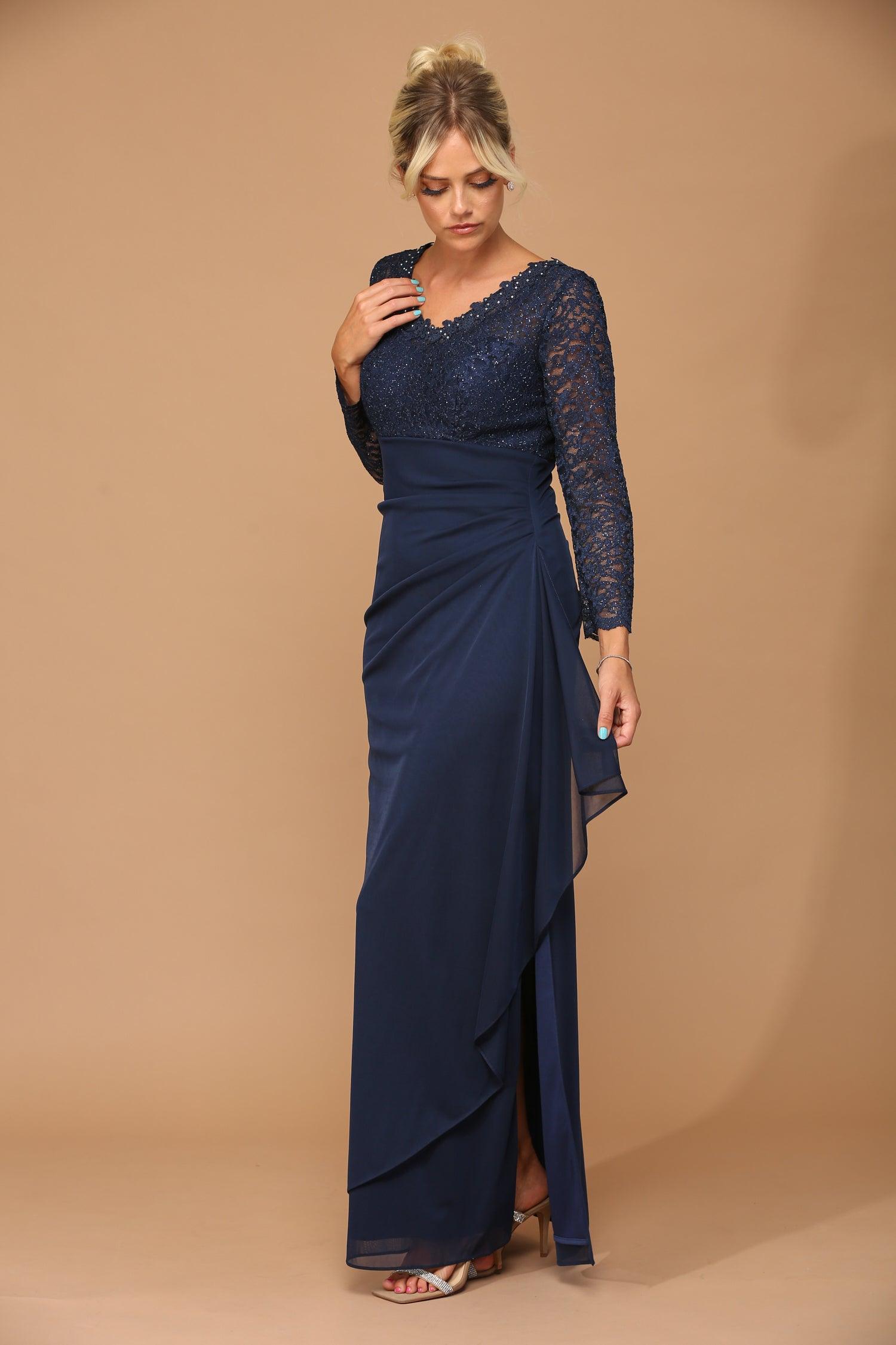 Eucalyptus Long Sleeve Formal Mother of the Bride Evening Gown