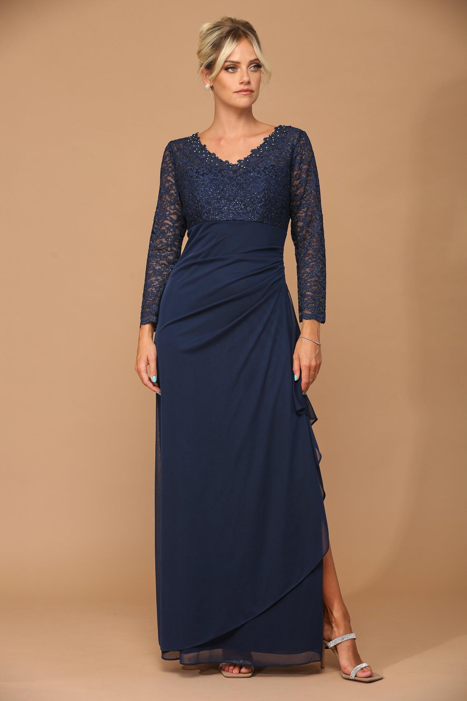 Eucalyptus Long Sleeve Formal Mother of the Bride Evening Gown