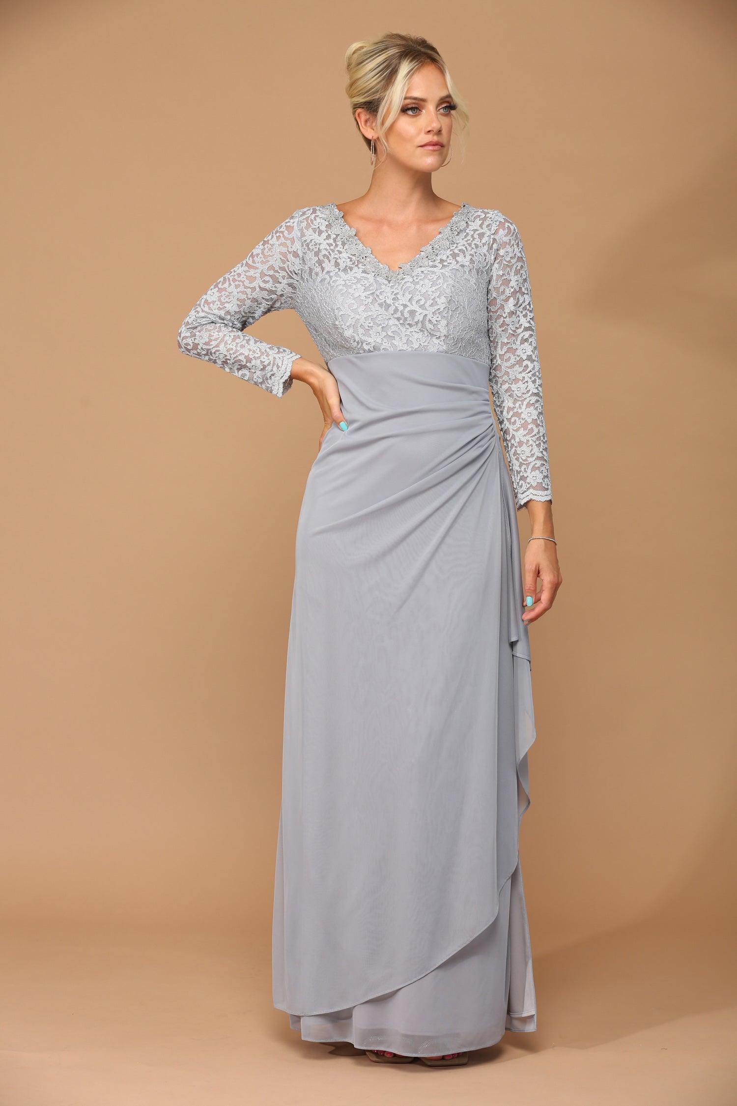 Eucalyptus Long Sleeve Formal Mother of the Bride Evening Gown