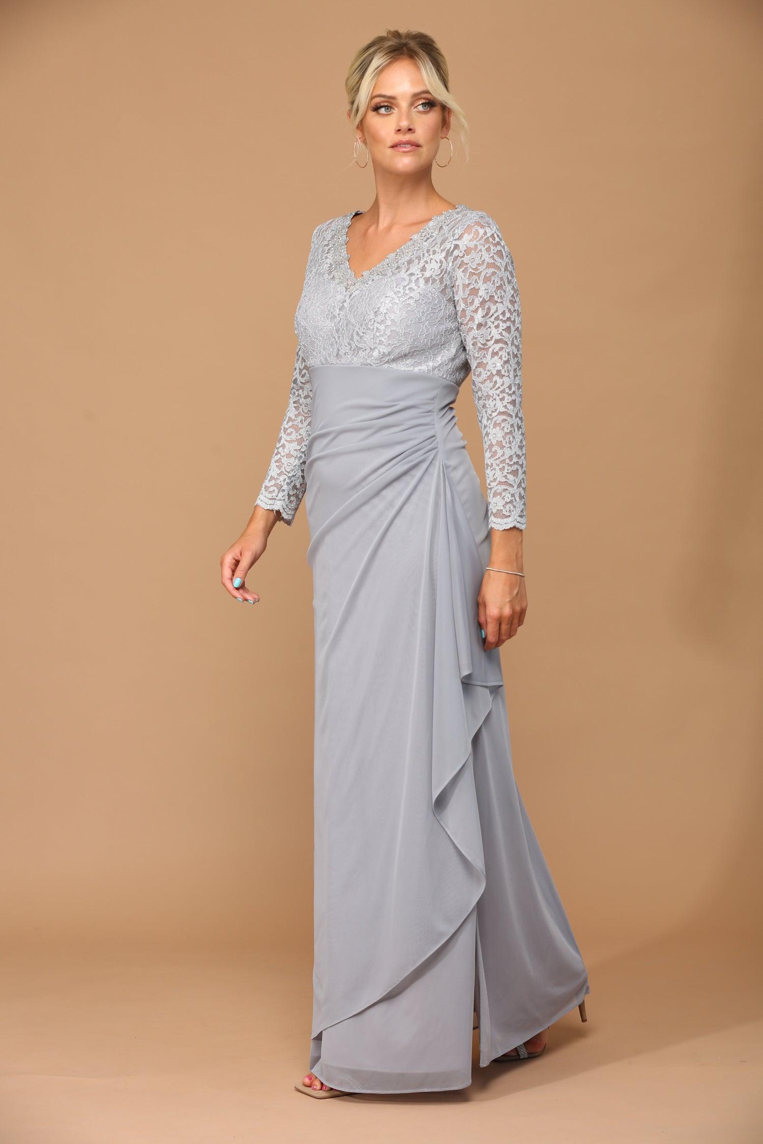 Eucalyptus Long Sleeve Formal Mother of the Bride Evening Gown