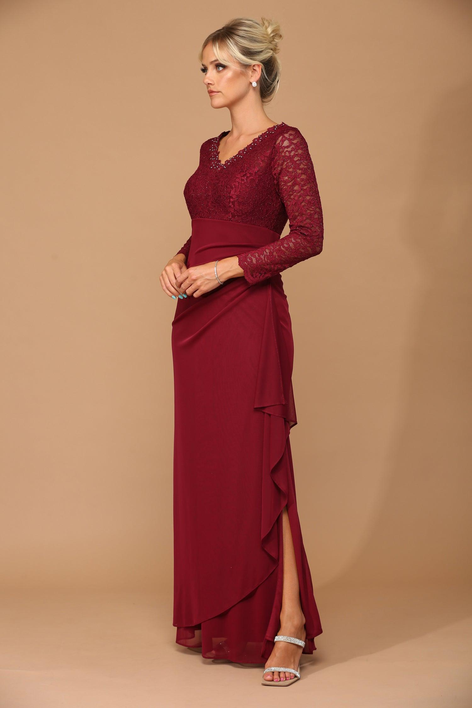 Eucalyptus Long Sleeve Formal Mother of the Bride Evening Gown