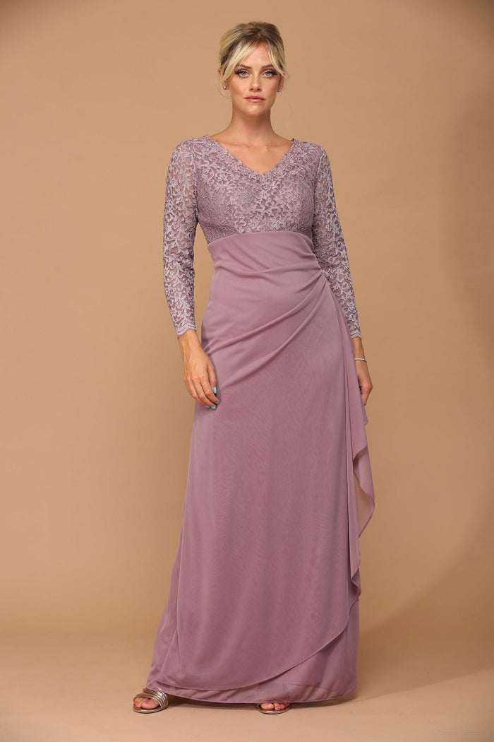 Long Sleeve Formal Mother of the Bride Evening Gown