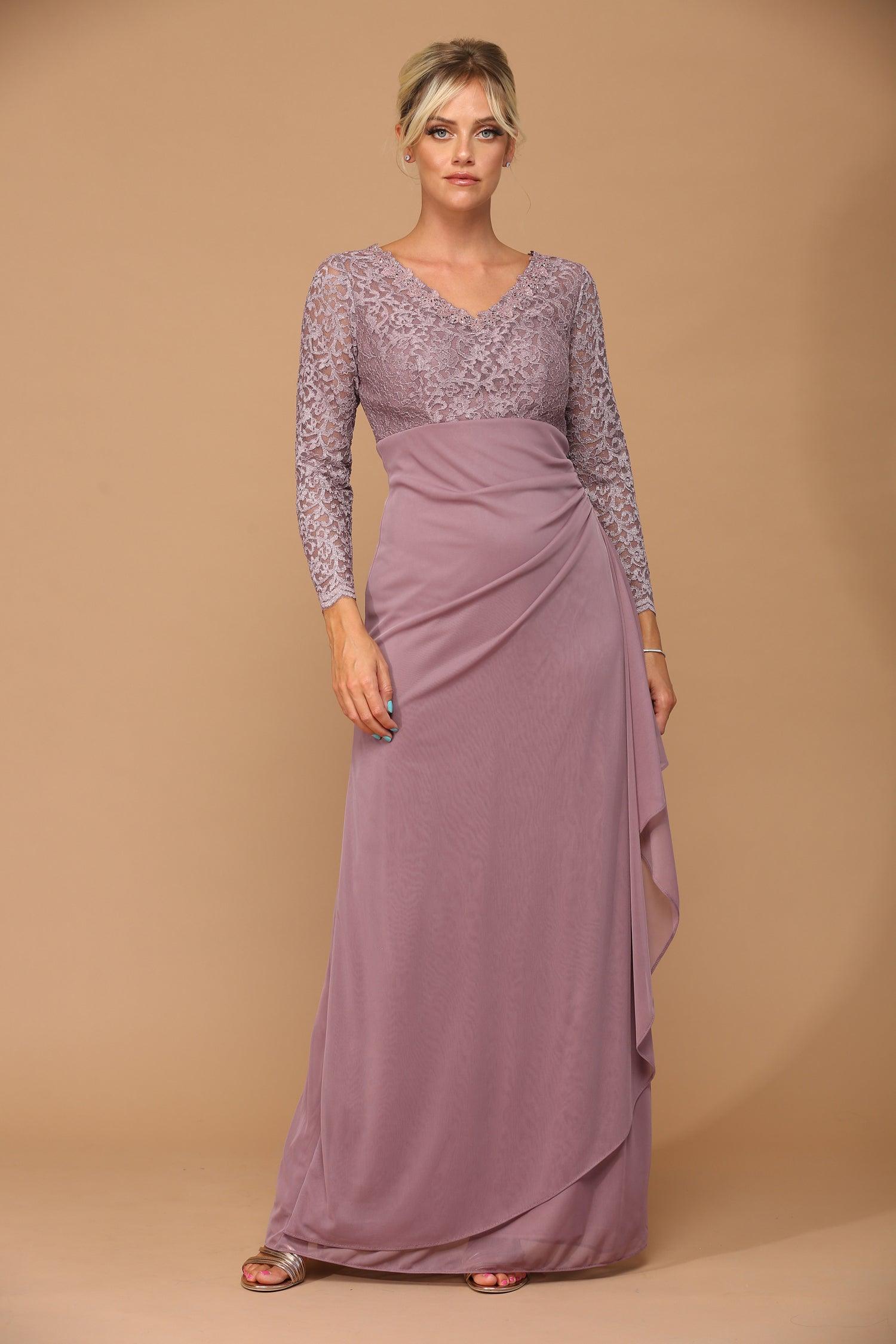 Long Sleeve Formal Mother of the Bride Evening Gown