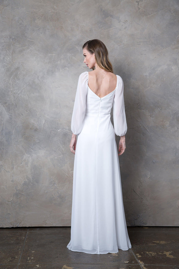 Long Sleeve Formal Chiffon Dress