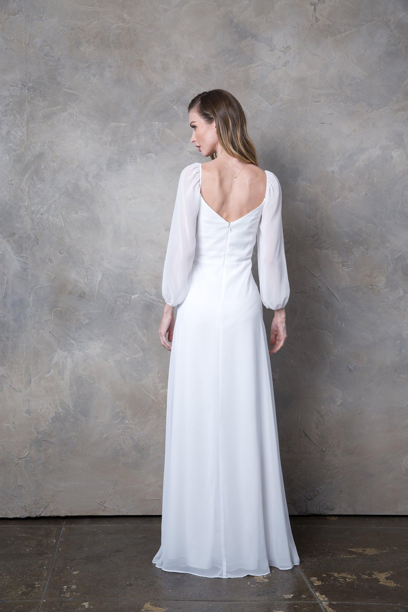 Long Sleeve Formal Chiffon Dress