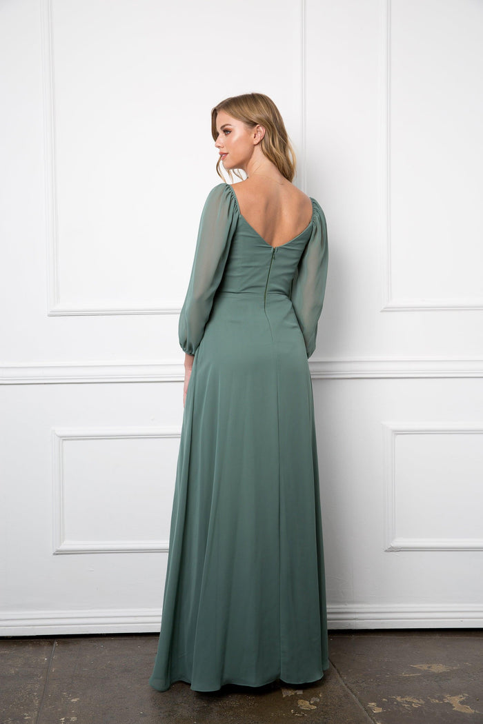 Long Sleeve Formal Chiffon Dress