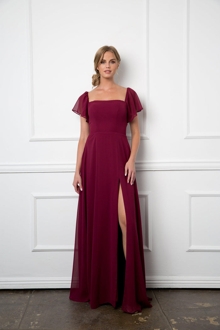 Long Formal Bridesmaids Chiffon Evening Gown
