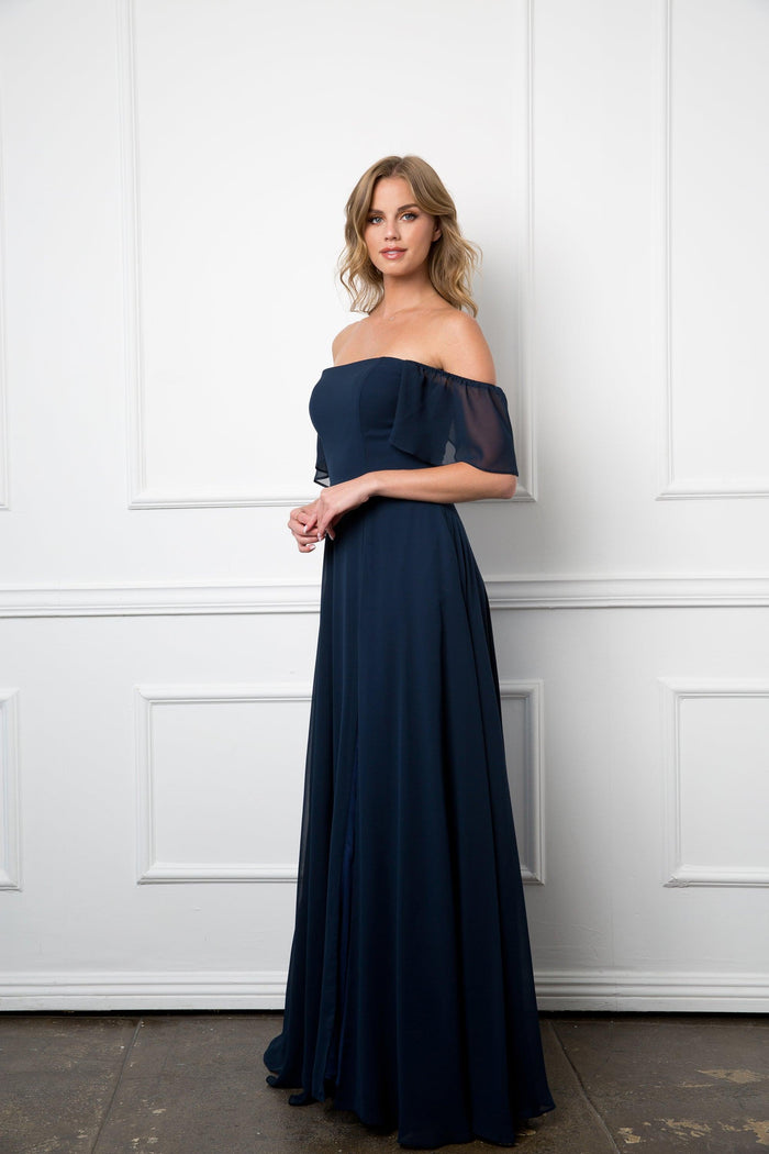 Long Formal Bridesmaids Chiffon Evening Gown
