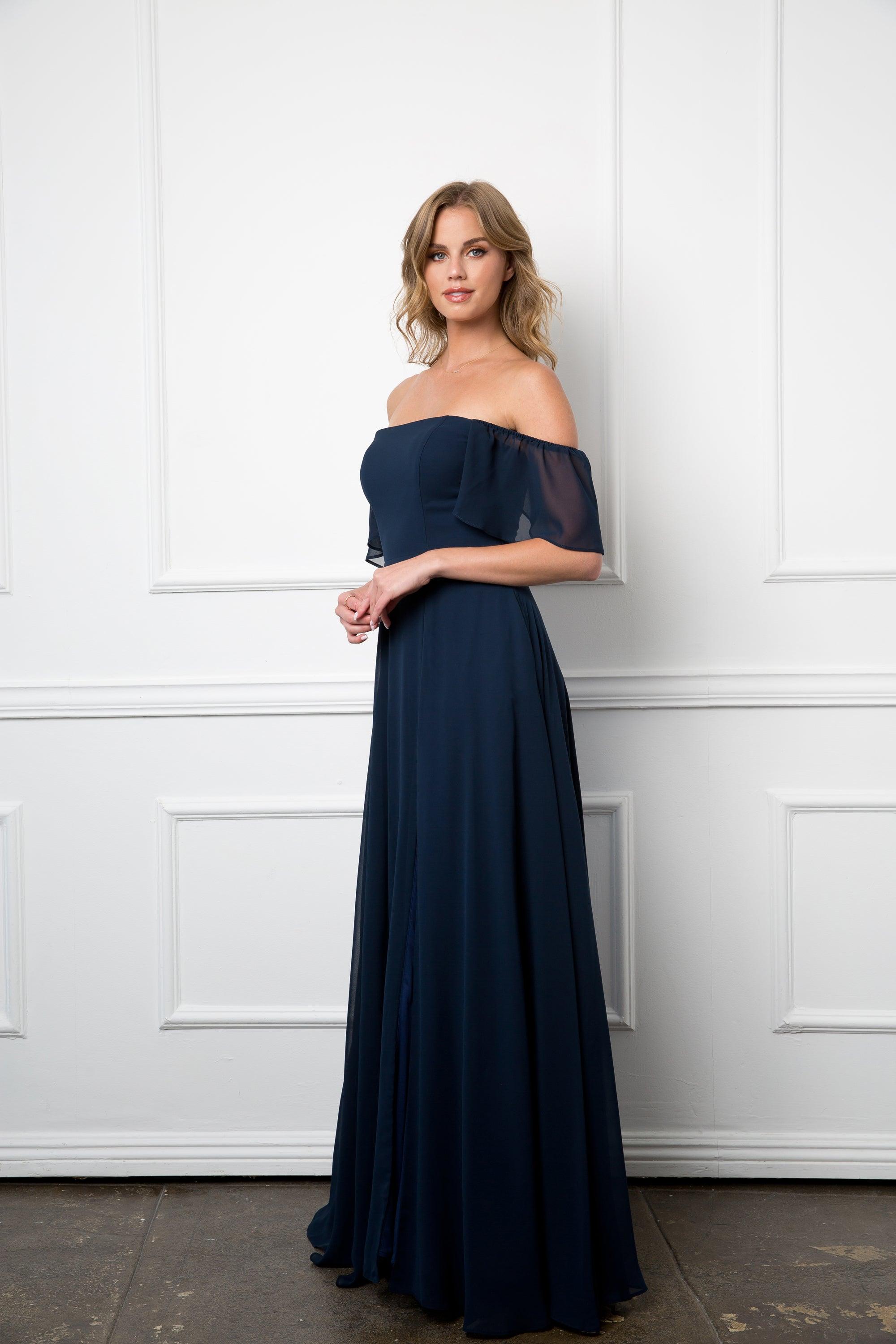 Long Formal Bridesmaids Chiffon Evening Gown