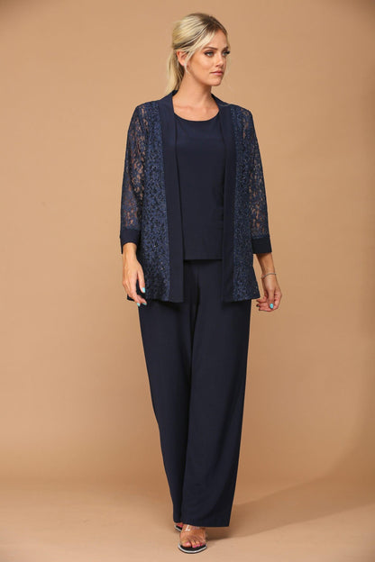 Long Formal Mother of the Bride Jacket Pant Suit