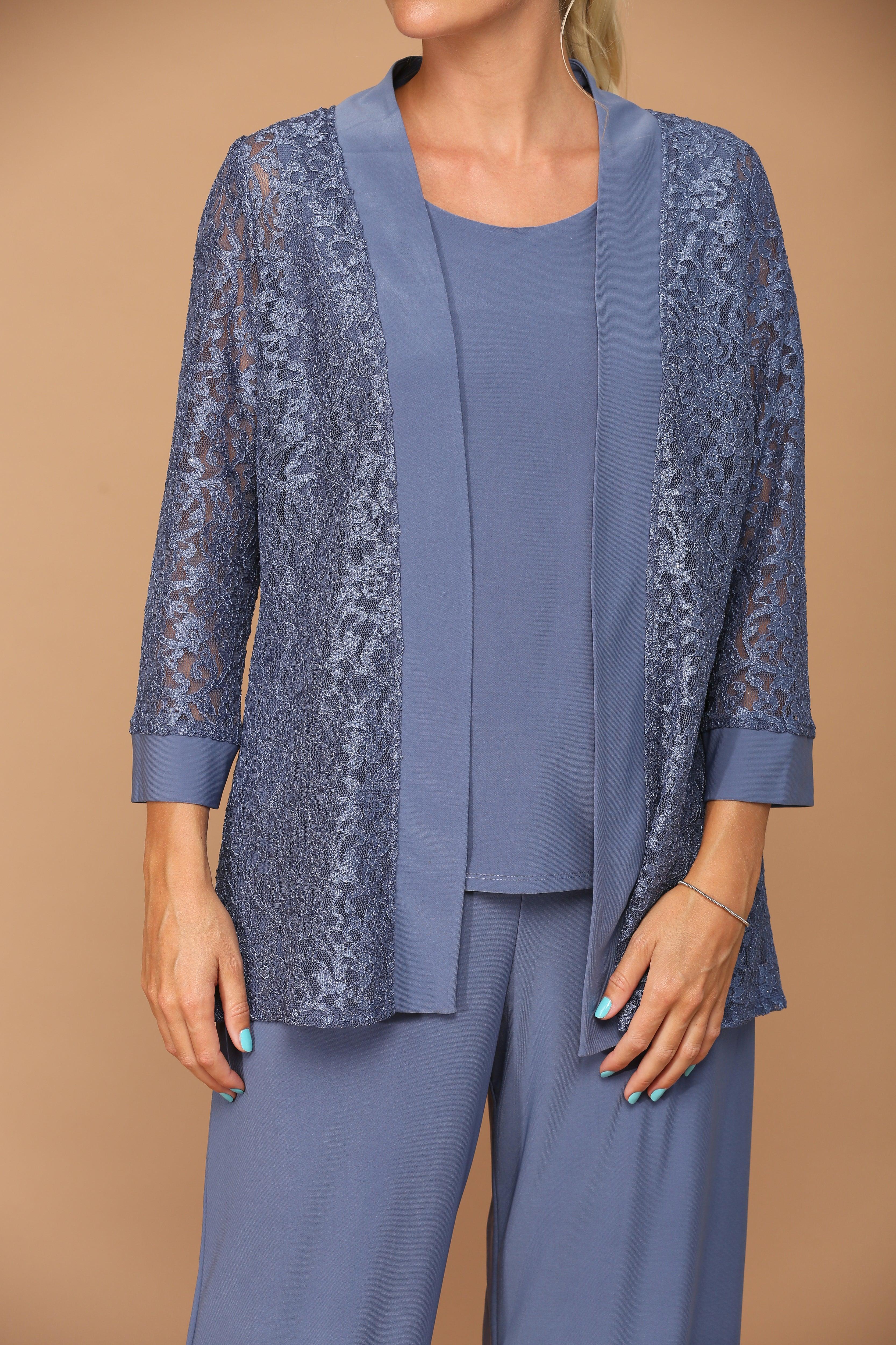 Long Formal Mother of the Bride Jacket Pant Suit