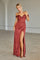 Long Off Shoulder Formal Bridesmaids Prom Dress Rust