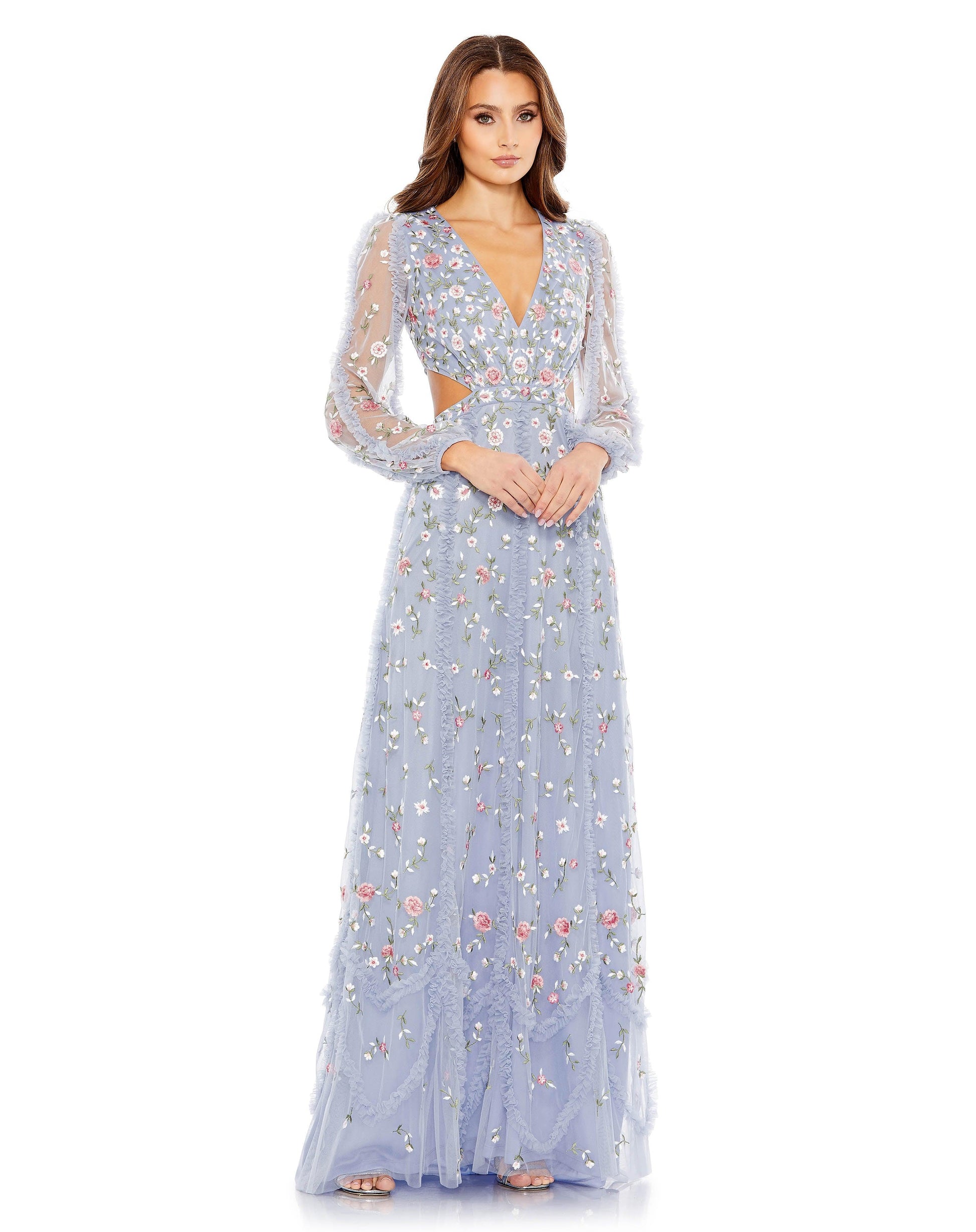 Mac Duggal 70159 Long Blouson Sleeve Formal Dress