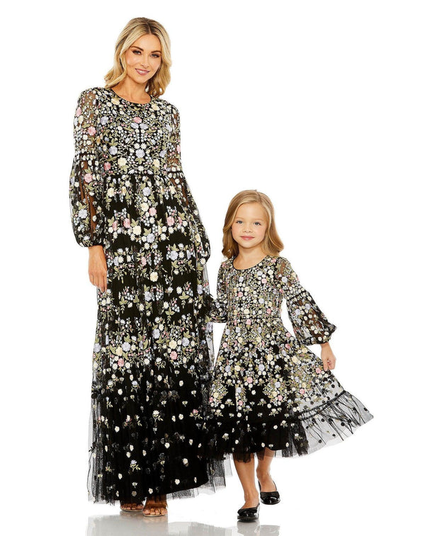 Little Girls Long Sleeve A Line Dress Long Sleeve A Line Mac Duggal 35153