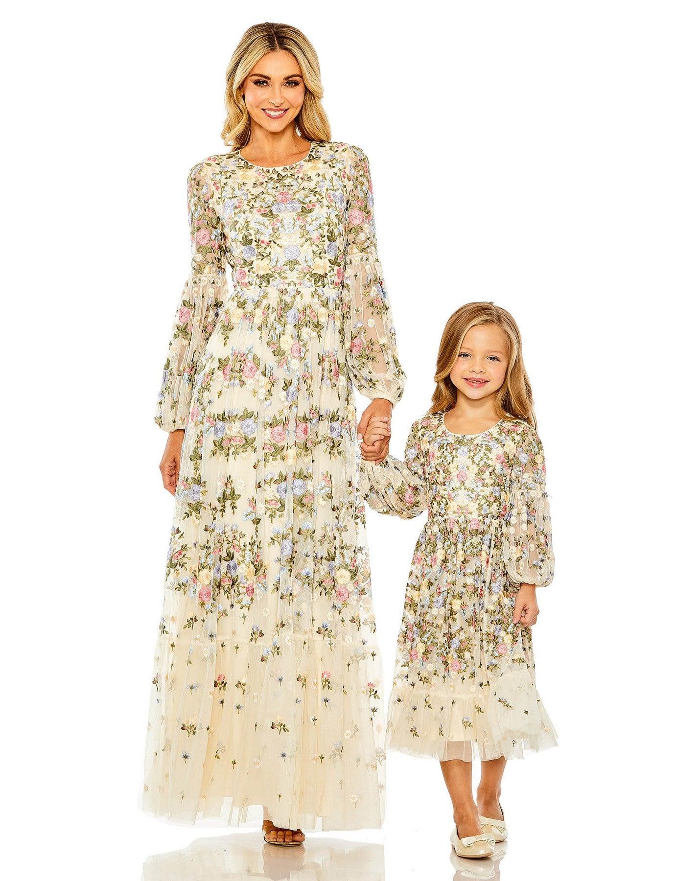 Mac Duggal 35153 Little Girls Long Sleeve A Line Dress