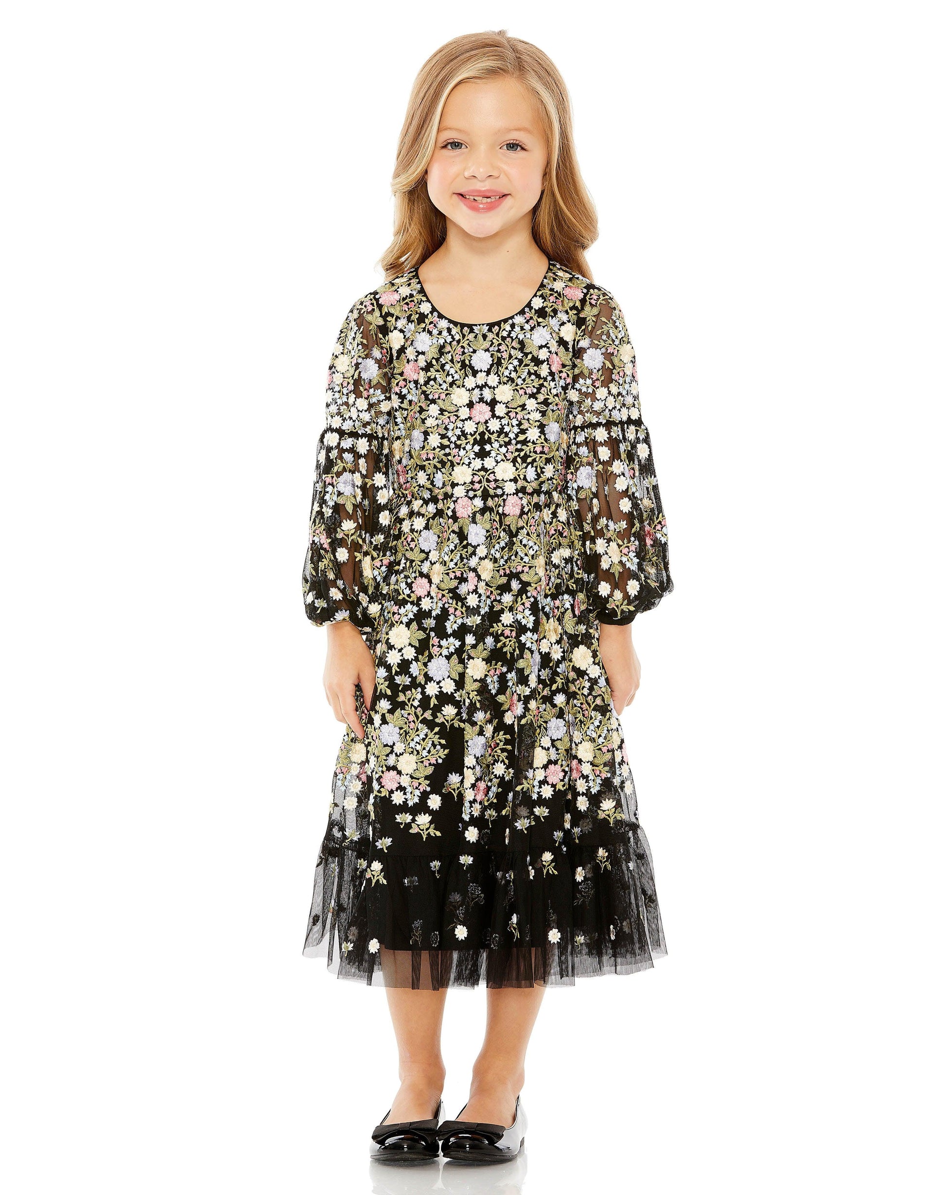 Mac Duggal 35153 Little Girls Long Sleeve A Line Dress