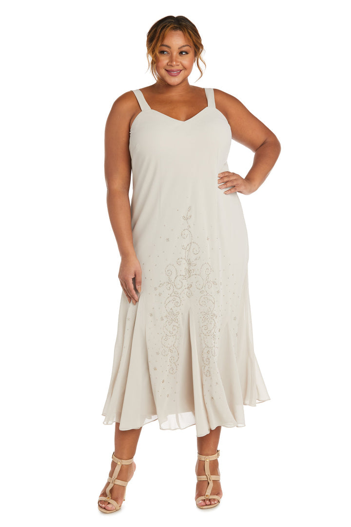 Plus Size Dresses Extra Plus Size Beaded Jacket Midi Dresses Champagne 