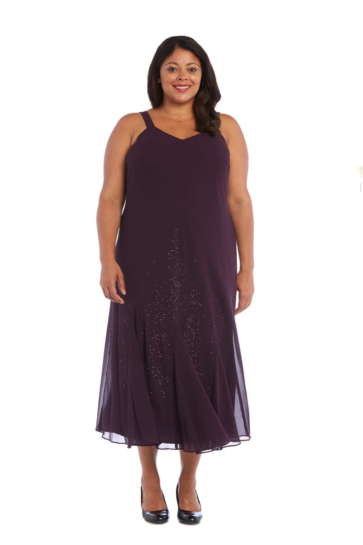 Plus Size Dresses Extra Plus Size Beaded Jacket Midi Dresses Eggplant