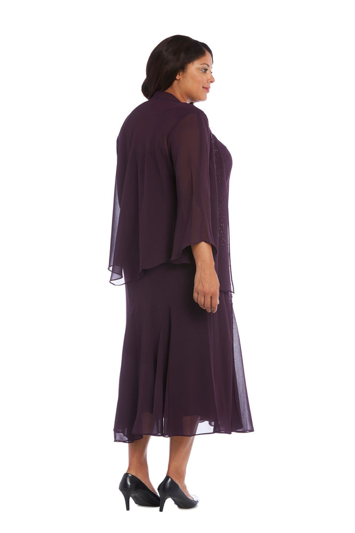 Plus Size Dresses Extra Plus Size Beaded Jacket Midi Dresses Eggplant