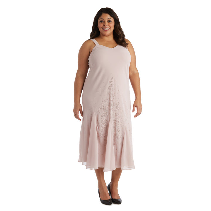 Plus Size Dresses Extra Plus Size Beaded Jacket Midi Dresses Mauve